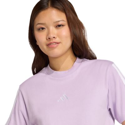 6. adidas Essentials 3-Streifen Baumwolle Damen T-Shirt Helllila JV7362