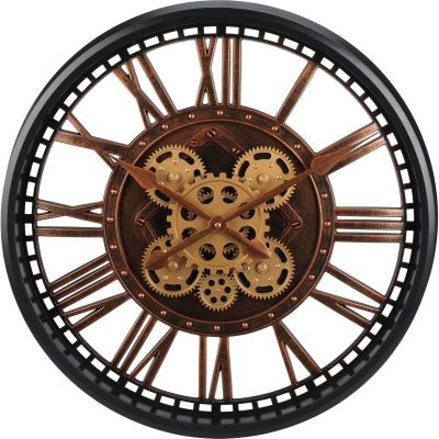 Wanduhr mit Drehmechanismus, 50 cm, braun