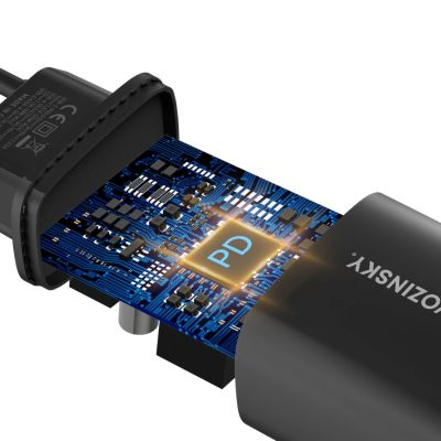 4. Wozinsky WGWCB USB-A USB-C 20W Wandladegerät - Schwarz