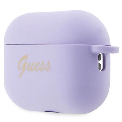 3. Guess, GUAP2LSCHSU AirPods Pro 2 Cover Lila/Lila Silikon-Charme-Herzkollektion