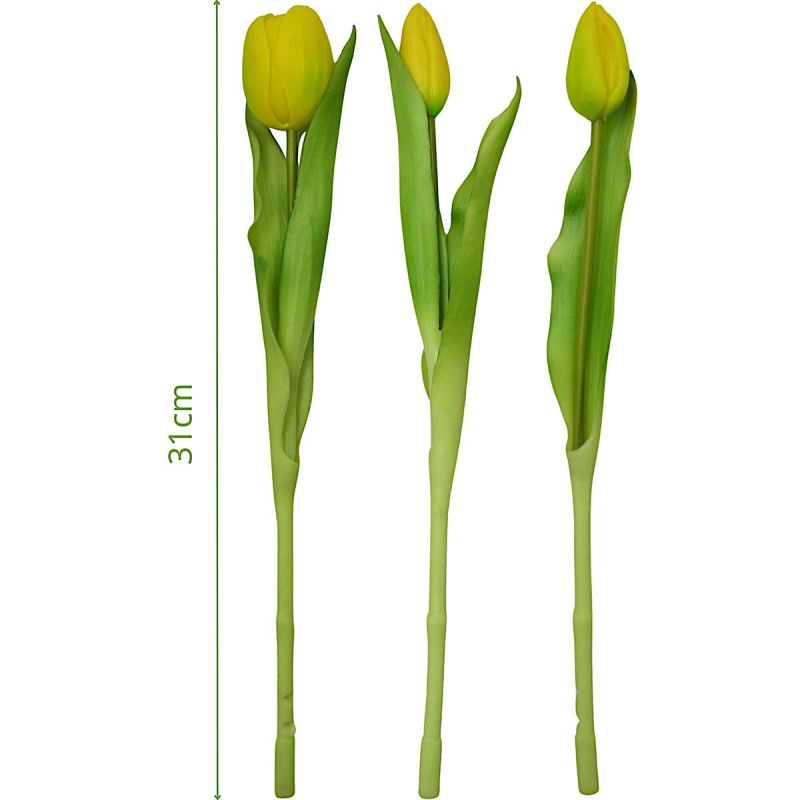 11. Strauß aus 7 gelben Tulpen, 31 cm, naturgetreue Frühlingsdekoration