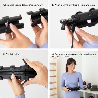 9. HULA-HOP-SET HHW12 SCHWARZ MIT PROJEKTIONEN UND HMS-GEWICHT + GÜRTEL BR163 SCHWARZ ÜBERGRÖSSE