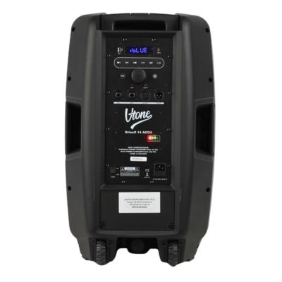 5. V-TONE OrionX 14 ACCU – Aktivlautsprecher, schwarz, wiederaufladbar, Bluetooth, TWS, USB, AUX, FM, DSP, ausziehbarer Griff, Transportrollen, 135 W RMS