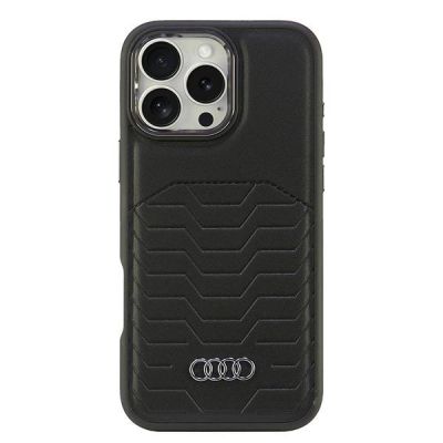 Audi Kunstleder MagSafe iPhone 16 Pro Max 6,9" schwarz/schwarz Hardcase AU-TPUPCMIP16PM-GT/D3-BK