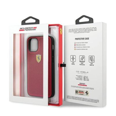 9. Ferrari FESPEHCP12SRE iPhone 12 mini 5.4" rot/rot Hardcase On Track Perforated