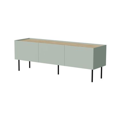 FELLINI TV-Schrank 150x40x52, olivgrün + geölte Eichenplatte
