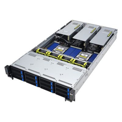 6. Asus Rack-Plattform (2U) RS720A-E12-RS24U AMD Epyc 9004 (24x NVMe, 2x M.2, 3x GPU, 2x 10Gbe, IPMI, 1+1 2600W)