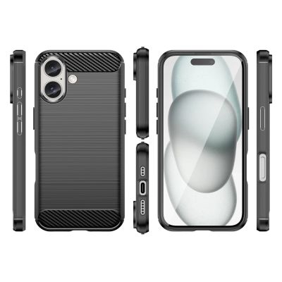 3. Carbon Case Silikonhülle für iPhone 16 Plus - Schwarz