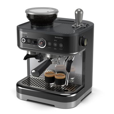 19. Philips PSA3218/10 Kaffeemaschine Barista Brew, 15 bar Pumpendruck, integrierter Milchaufschäumer, halbautomatisch, 1350 W, Schwarz