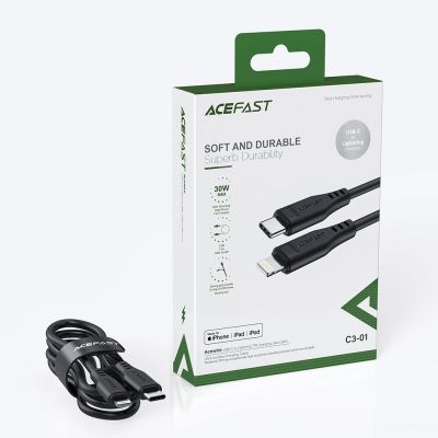 12. Acefast C3-01 Lightning – USB-C PD-Kabel 30 W 3 A 480 Mbit/s 1,2 m – Weiß
