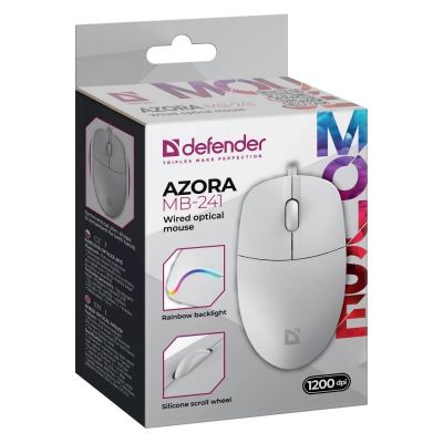 4. DEFENDER KABELMAUS AZORA MB-241 OPTISCH 1200DPI 3P WEISS 52242