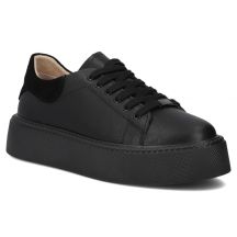 Schwarze Damen-Plateau-Sneaker aus Leder, Filippo DP6119