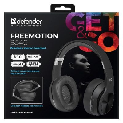 6. DEFENDER Bluetooth-Kopfhörer FREEMOTION B540 SCHWARZ 63540