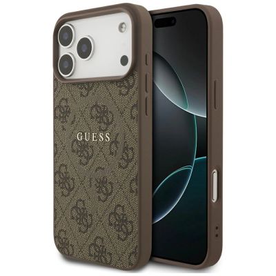 Guess 4G Ring Classic Logo MagSafe Hülle für iPhone 17 Pro Max – Braun