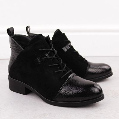 19. Damen-Wildleder-Stiefeletten, gefüttert, schwarz M.Daszyński MR2458-7