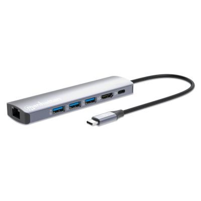 10. Manhattan 153959 Kabelgebundene Dockingstation USB 3.2 Gen 1 (3.1 Gen 1) Typ-C Silber