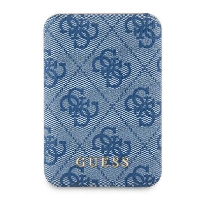 Guess Induction Powerbank 15W GUPB5FP4EMGB 5000mAh blau/blau 4G Leder Metall Logo MagSafe