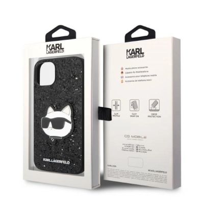 8. Karl Lagerfeld KLHCP14MG2CPK iPhone 14 Plus 6,7" schwarz/schwarzes Hardcase Glitter Choupette Patch