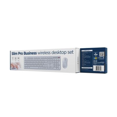 6. GEMBIRD Kabelloses Slim Pro Business-Schreibtisch-Tastatur- und Maus-Set, Weiß, US-Layout