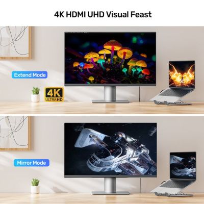 13. UNITEK Verstellbarer Laptopständer + Hub mit USB-C/A, HDMI 2.0, PD 100W
