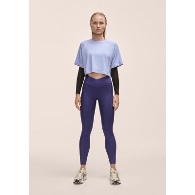 3. Casall Damen-Leggings mit überlappendem Bund, hochtailliert, lila