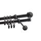 Doppelte Gardinenstange Ø 19 mm, schwarz, 240 cm, MAX-Knauf, mit Ringen, KOWALSKI