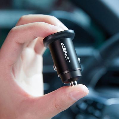 6. Acefast Autoladegerät 38W USB Typ C / USB, PPS, Power Delivery, Quick Charge 3.0, AFC, FCP schwarz (B1 schwarz)