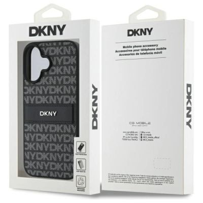 8. DKNY Texture Pattern Tonal Stripe Hülle für iPhone 16 – Schwarz