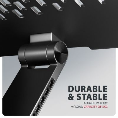 6. Axagon STND-LRB Laptop-Ständer, 360° drehbar, Doppelgelenk, Extenderbar Notebook- und Tablet-Ständer Schwarz 43,9 cm (17,3")