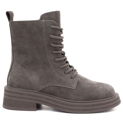 6. Damen-Ankle-Boots aus Leder, khakifarbenes Wildleder, Sergio Leone TR-02