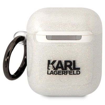 2. Karl Lagerfeld KLA2HNKCTGT Airpods 1/2 Abdeckung transparent Gliter Karl&Choupette