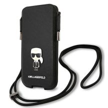 Karl Lagerfeld Saffiano Ikonik Karl 6,1'' Handtasche - Schwarz