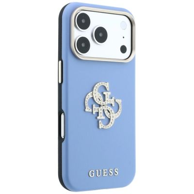 4. Guess Smooth & Big Strass Logo Hülle für iPhone 18 Pro Max / 17 Pro Max - Blau