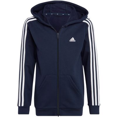 9. adidas Essentials 3-Streifen Fleece-Hoodie mit durchgehendem Reißverschluss Jr IC0600