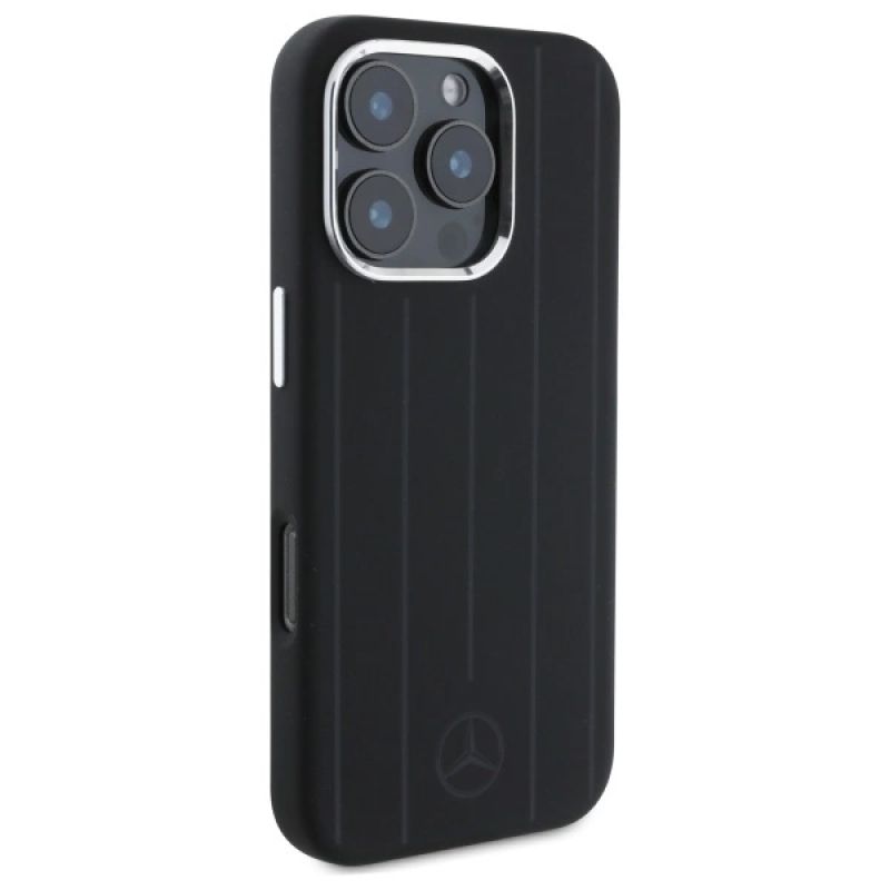 4. Mercedes MEHMP16L23SUVSK iPhone 16 Pro 6,3" schwarz/schwarz Hardcase Silikon Vertical Tonal Stripes MagSafe