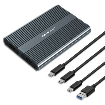3. Qoltec-Gehäuse | M.2-SSD-Laufwerksschacht | SATA | NVMe | USB-C | Dual 2 x 2 TB
