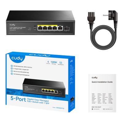 6. Cudy GS1005PTS1 Gigabit-Ethernet (10/100/1000) Netzwerkanschlüsse mit PoE-Unterstützung, Schwarz