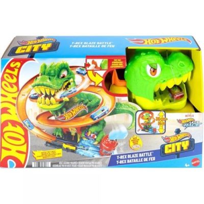 7. Hot Wheels City Crazy Track T-Rex Feuerwehrhaus JBM73 MATTEL