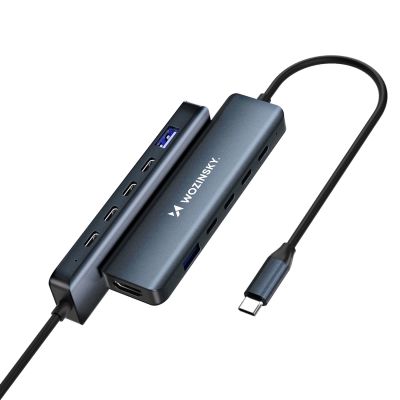 3. USB-C 6 in 1 Hub Wozinsky WHBC10Y4S Multifunktional, Aluminium, mit 25 cm Kabel - Grau