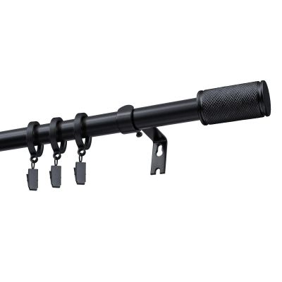 Ausziehbare Einzel-Gardinenstange Ø 19 mm GAMA Schwarz 200–300 cm mit Ringen KOWALSKI