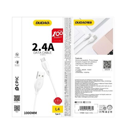 10. Dudao USB-/ Lightning Kabel 2,4 A 1 m weiß (L4L 1 m weiß)