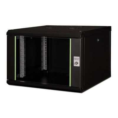 10. Digitus Unique 19" 7U 600x600 Wand-Netzwerkschrank, Glastür, schwarz, ungeteilt, montiert, 100 kg