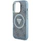 6. Guess IML Metal Glitter 4G Circle Triangle MagSafe Case für iPhone 16 Pro Max - Blau