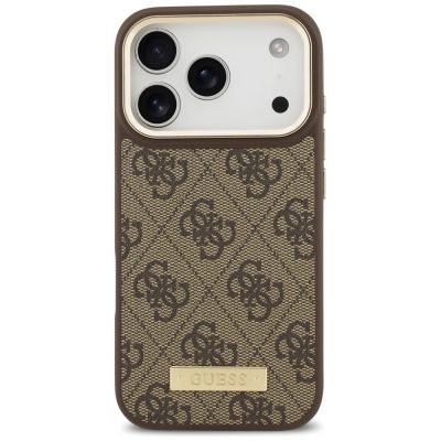 3. Guess 4G Logo Plate MagSafe Hülle für iPhone 17 Pro - braun