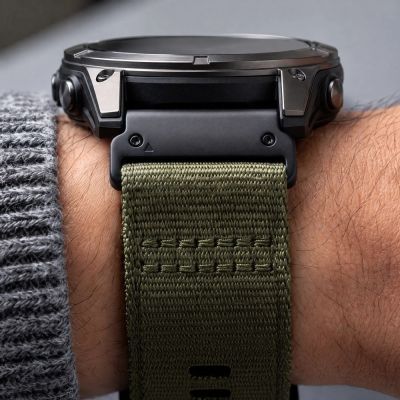 7. Tech-Protect Nylon Classic Armband für Garmin Fenix ​​5X / 5X Plus / 6X / 6X Pro / 7X / 8 / 8 Pro / 9 / 9 Pro (51 mm) - grün