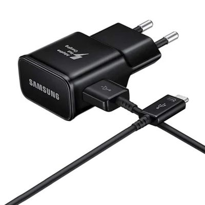 Samsung EP-TA200EBE USB-A 15W Wandladegerät mit EP-DR140ABE USB-A - USB-C Kabel (OOB Bulk - Ersatzverpackung) - Schwarz