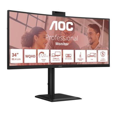 44. AOC Monitor 86,3 cm (34") CU34E4CW 21:09 2xHDMI+DP+USB-C+Webcam Curv.