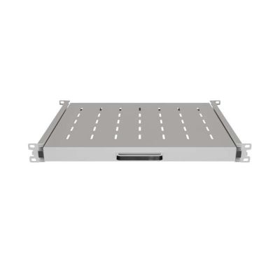 8. LANBERG Ausziehbarer Regalboden für 19"-Regalschränke 350 mm Grau (1 HE/445 x 350 mm Tragfähigkeit bis zu 35 kg, 4-Punkt-Befestigung)