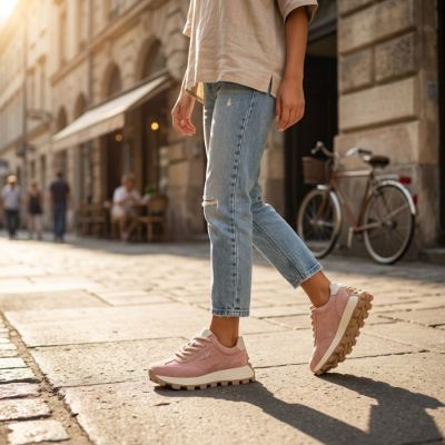 11. Leder-Plateau-Sneaker, pinkfarben, Filippo DP7498