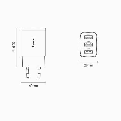 18. Baseus Compact Ladegerät 3x USB 17W schwarz (CCXJ020101)